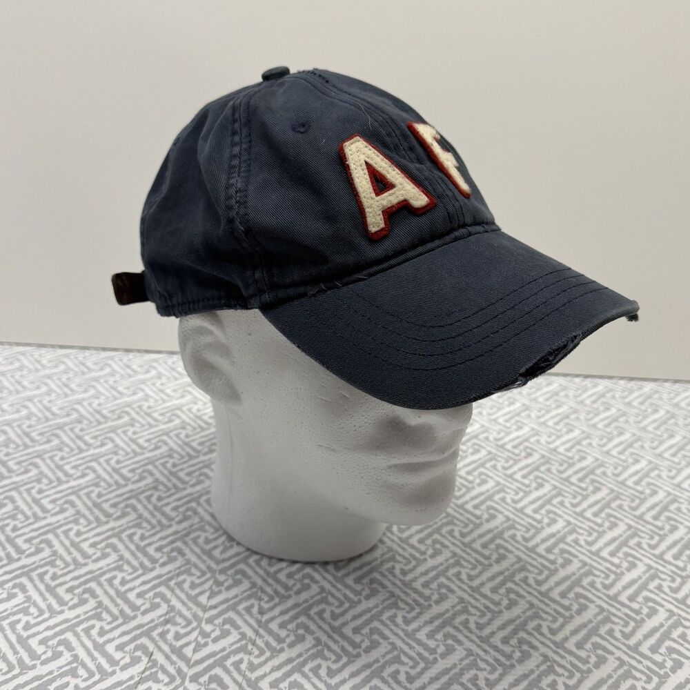 Vintage Abercrombie & Fitch AF Patch Distressed Navy Baseball Hat Cap Y2K 90s